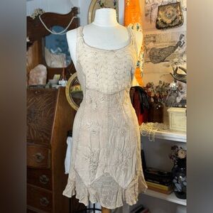 Happy hippie tan mini dress